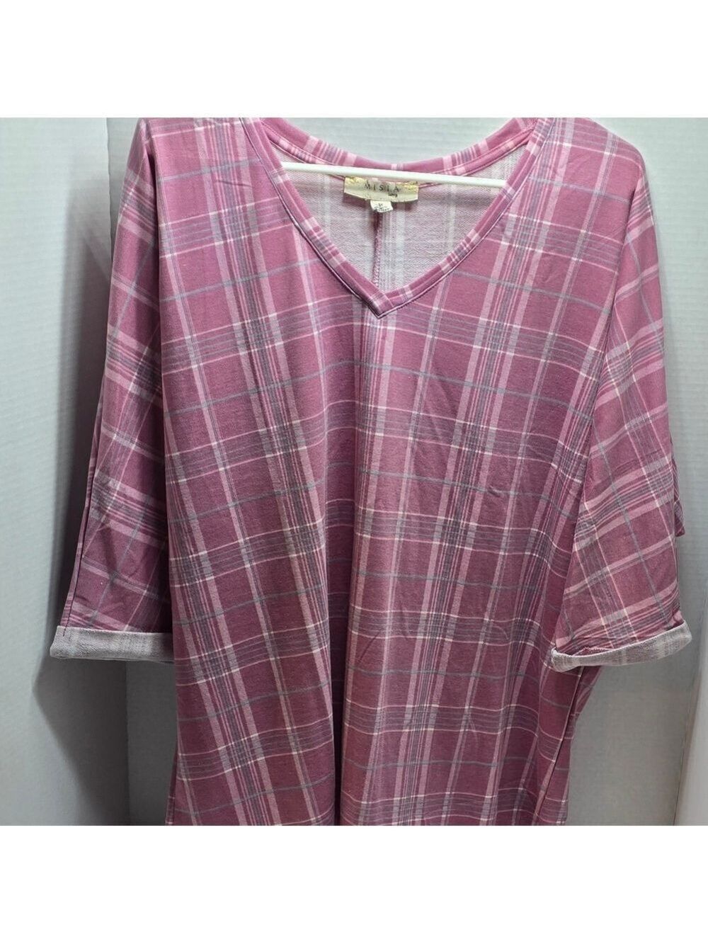 Misia Pink Plaid Tunic Top